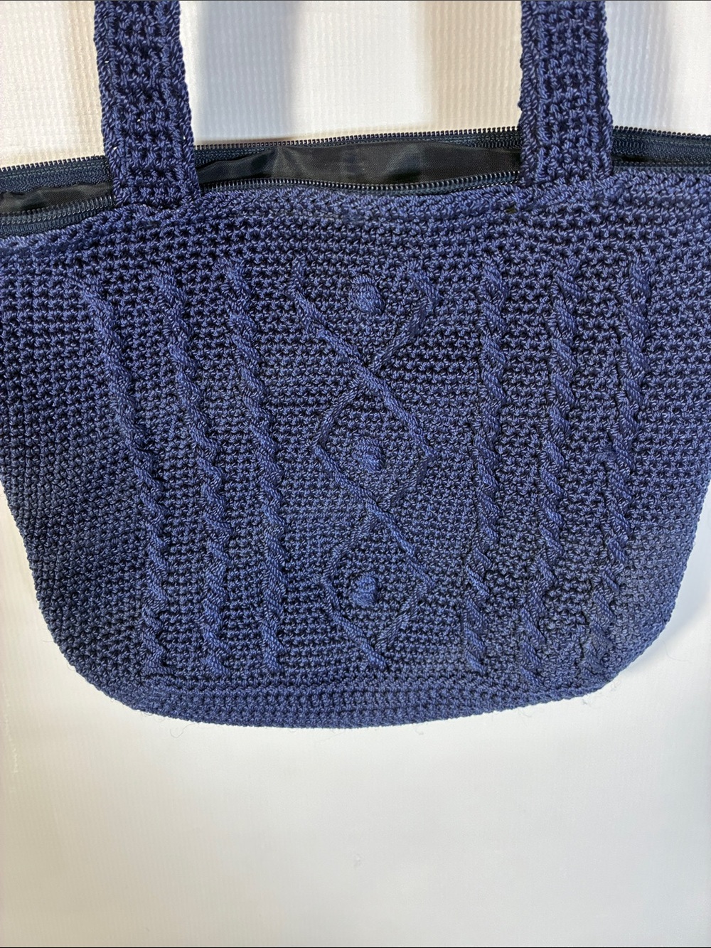 Hand-Crocheted Navy Tote Bag